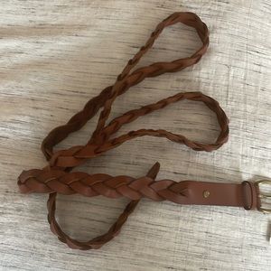 NWT Anthropologie Braided Leather Belt Brown XS/S